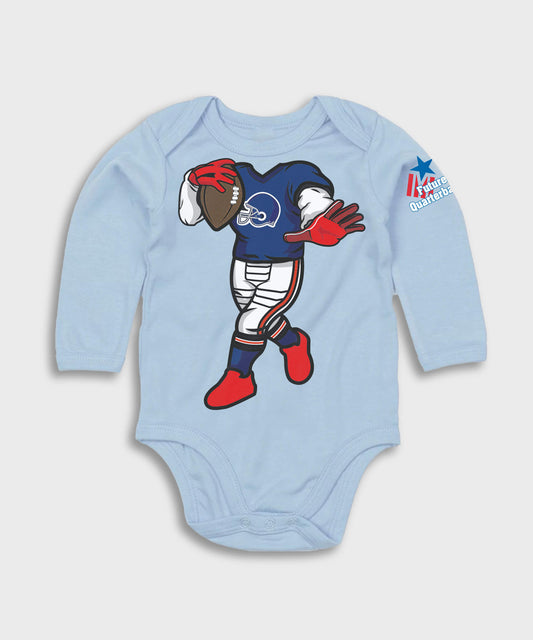 Future Quarterback Long Sleeve Baby Bodysuit - Dusty Blue