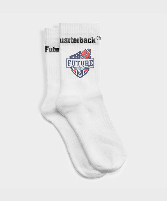 Kids Sports Socks - White Future Quarterback