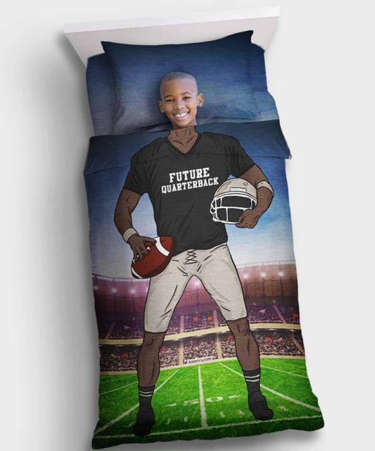 Stadium Kids Bedding Set - Single - Navy - Future Quarterback