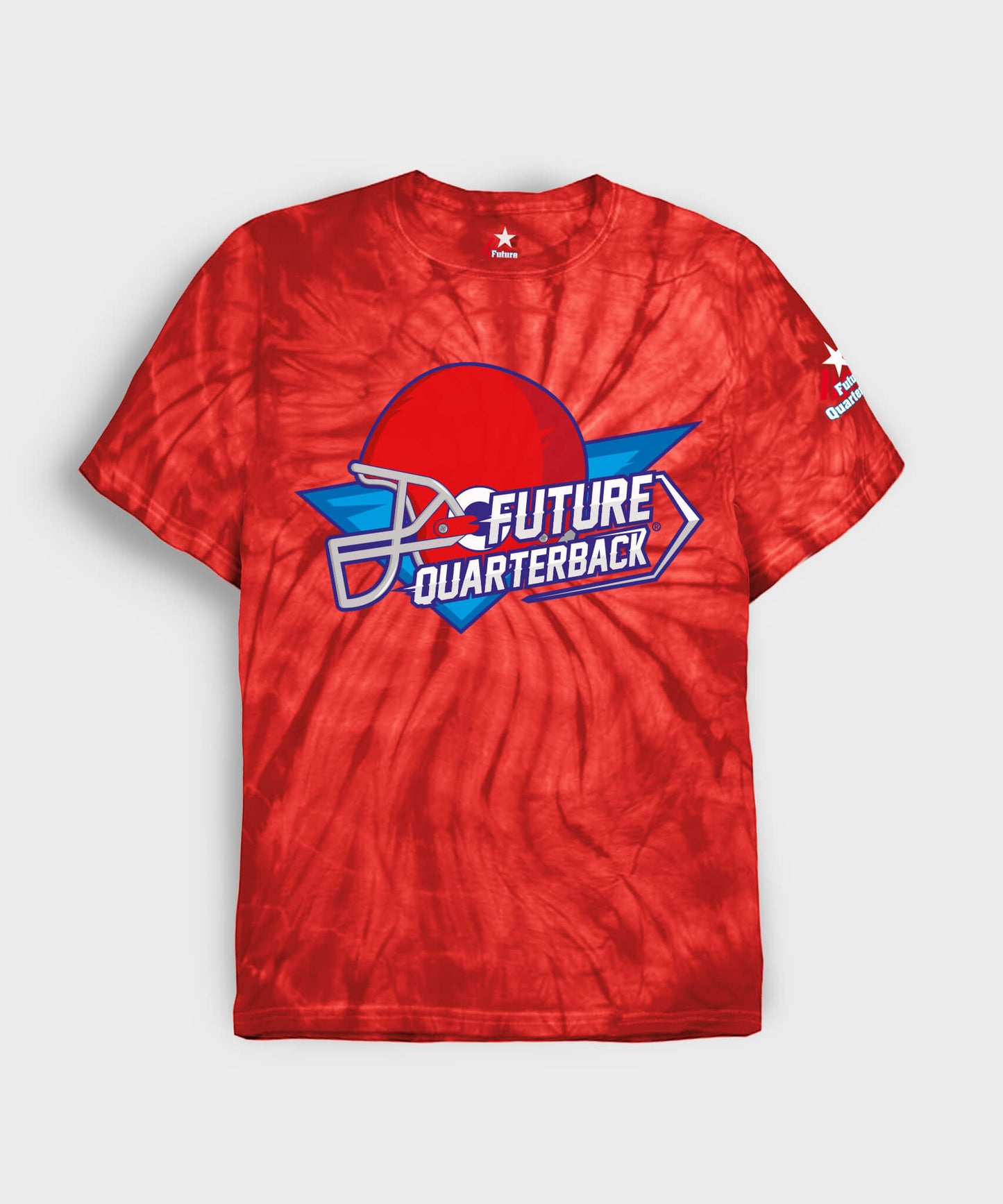 Future Quarterback Helmet Kids Tie Dye Short Sleeve T-Shirt - Red